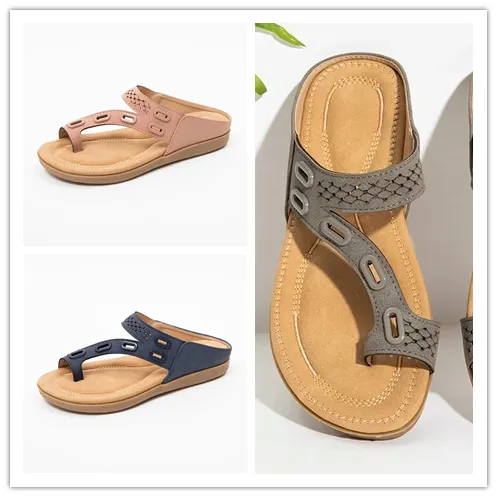 Leather and metal stitching flat casual women's shoes - 3Seta-37
