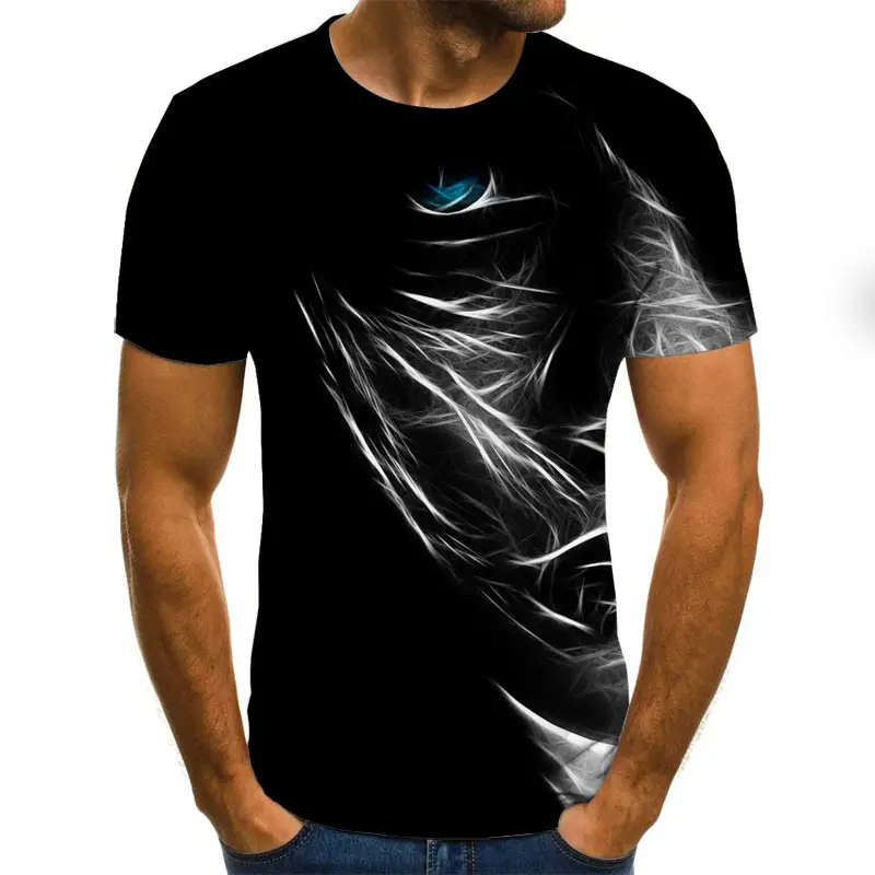 3D swirling print short sleeve men's summer T-shirt