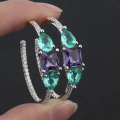 Shining zircon earrings - White - View 1