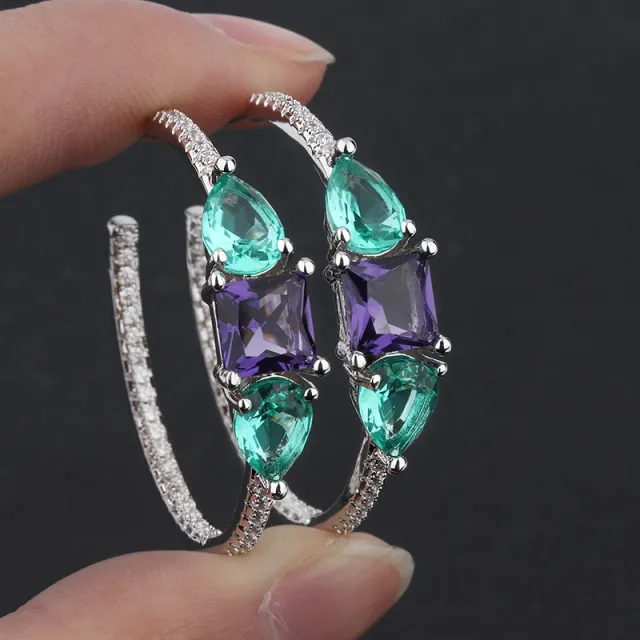 Shining zircon earrings White - Shop at LoveMi