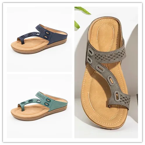 Leather and metal stitching flat casual women's shoes - 3Setb-36