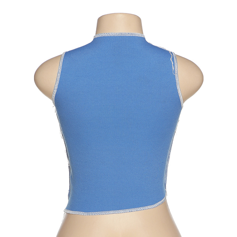 Lace-up hollow sexy umbilical vest