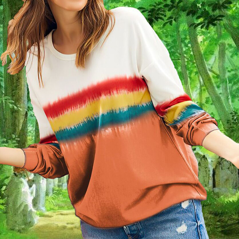 Rainbow print gradient long sleeves