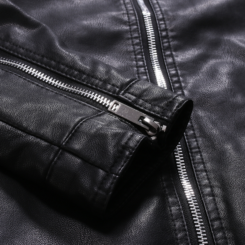 Slim casual men's leather jacket