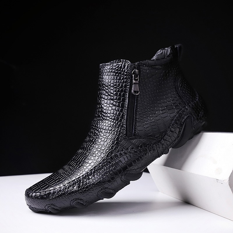 Black British style mid-cut boots
