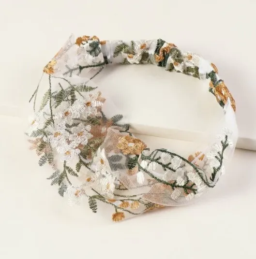 Super fairy embroidery headband women - Green