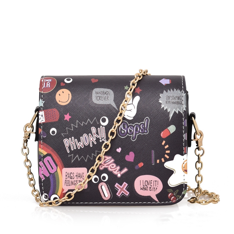 Cartoon inkjet chain small square bag