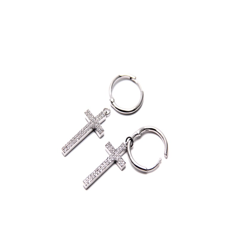 Crystal Cross Hoop Earrings