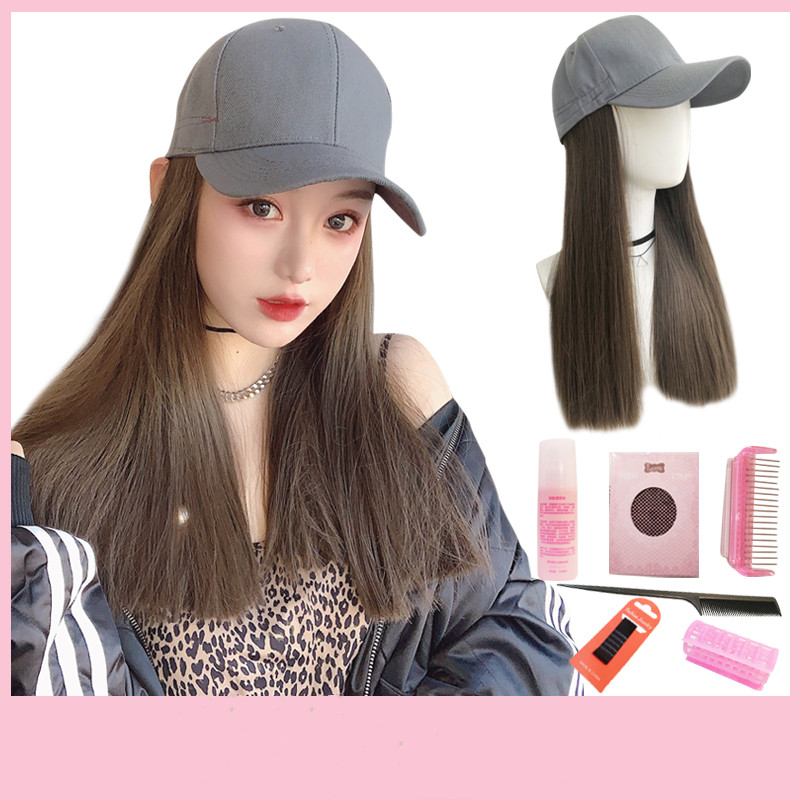 Cap with fake hair Cold Brown Six Pieces - Shop at LoveMi