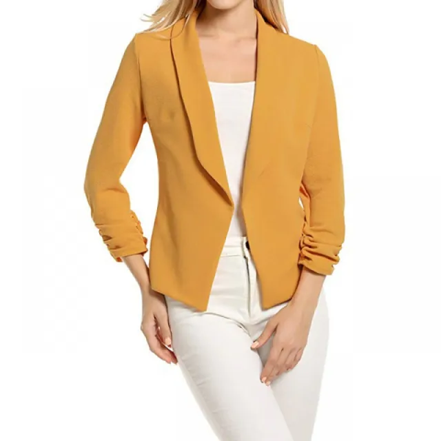 Cardigan Suit Jacket Work New Autumn Women Office Coat Yellow - Shop at LoveMi