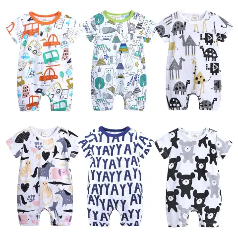 Cartoon Doodle Baby Romper Short Sleeve Jumpsuit