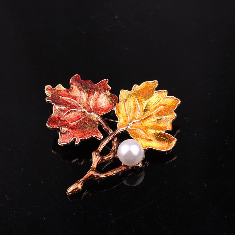 Painted Maple Leaf Brooch