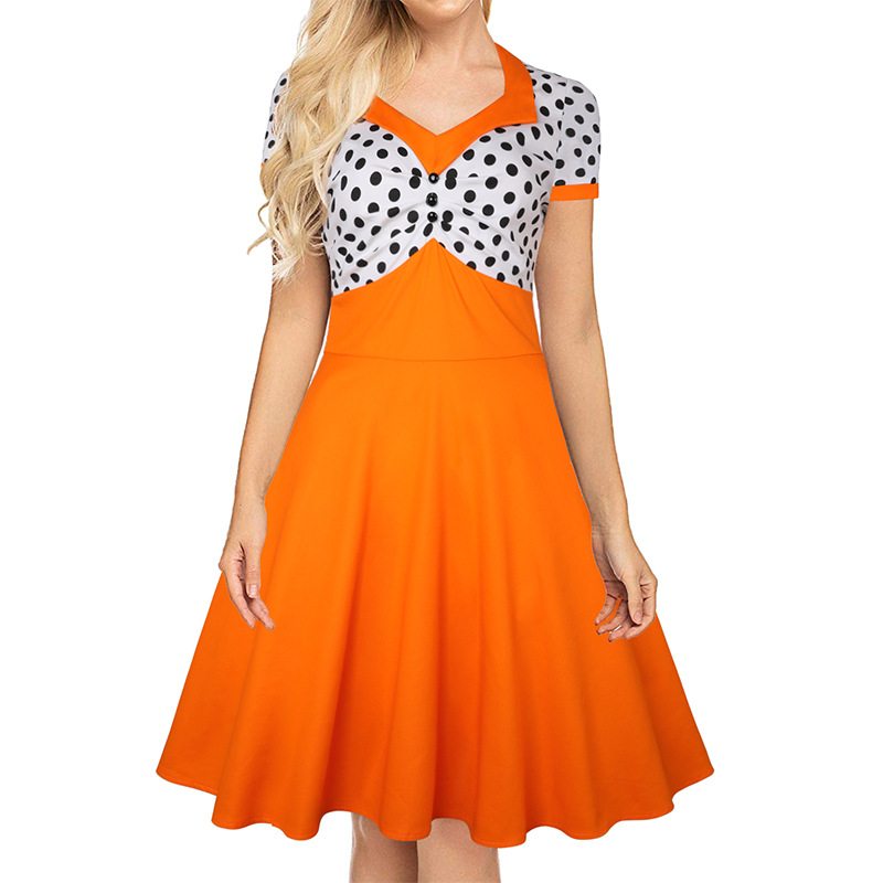 Retro big swing skirt summer dress