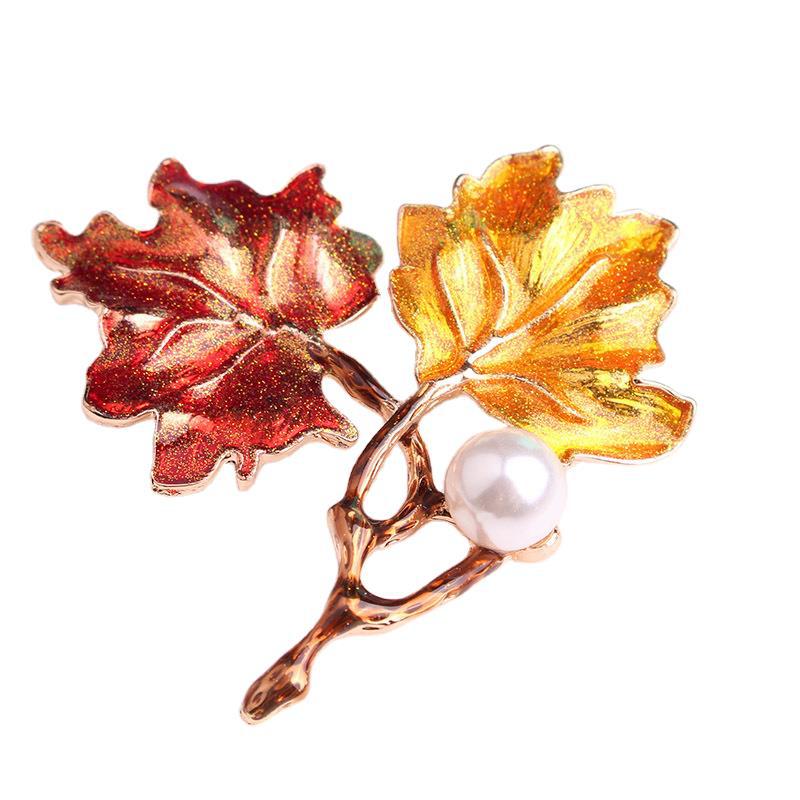 Painted Maple Leaf Brooch, picture 2 of 2