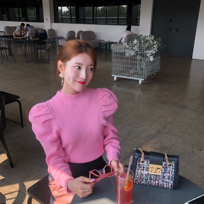 Long Puff Sleeve Sweet Sweater Women