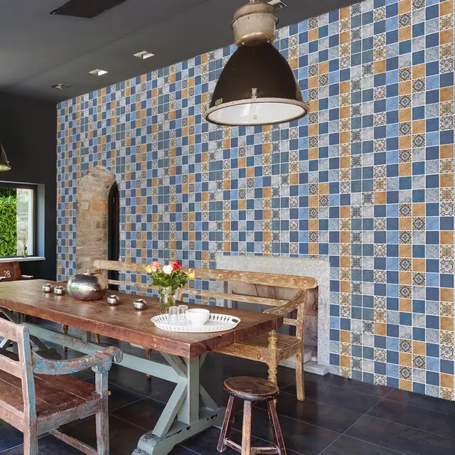 Blue Pattern Fireplace Decorative Wall Sticker