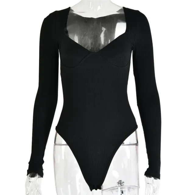 Low cut V neck long sleeves Black - Shop at LoveMi