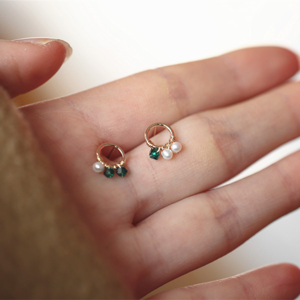 925 sterling silver pearl green earrings