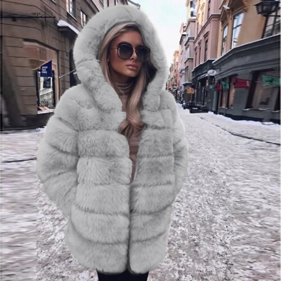Women Luxury Winter Warm Fluffy Faux Fur Short Coat