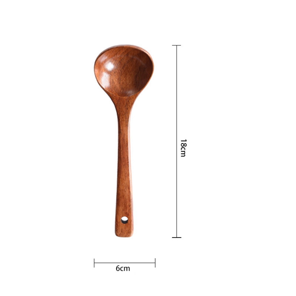 Large Long Handle Natural Wooden Cooking Ladle - Picture 5 of 6
