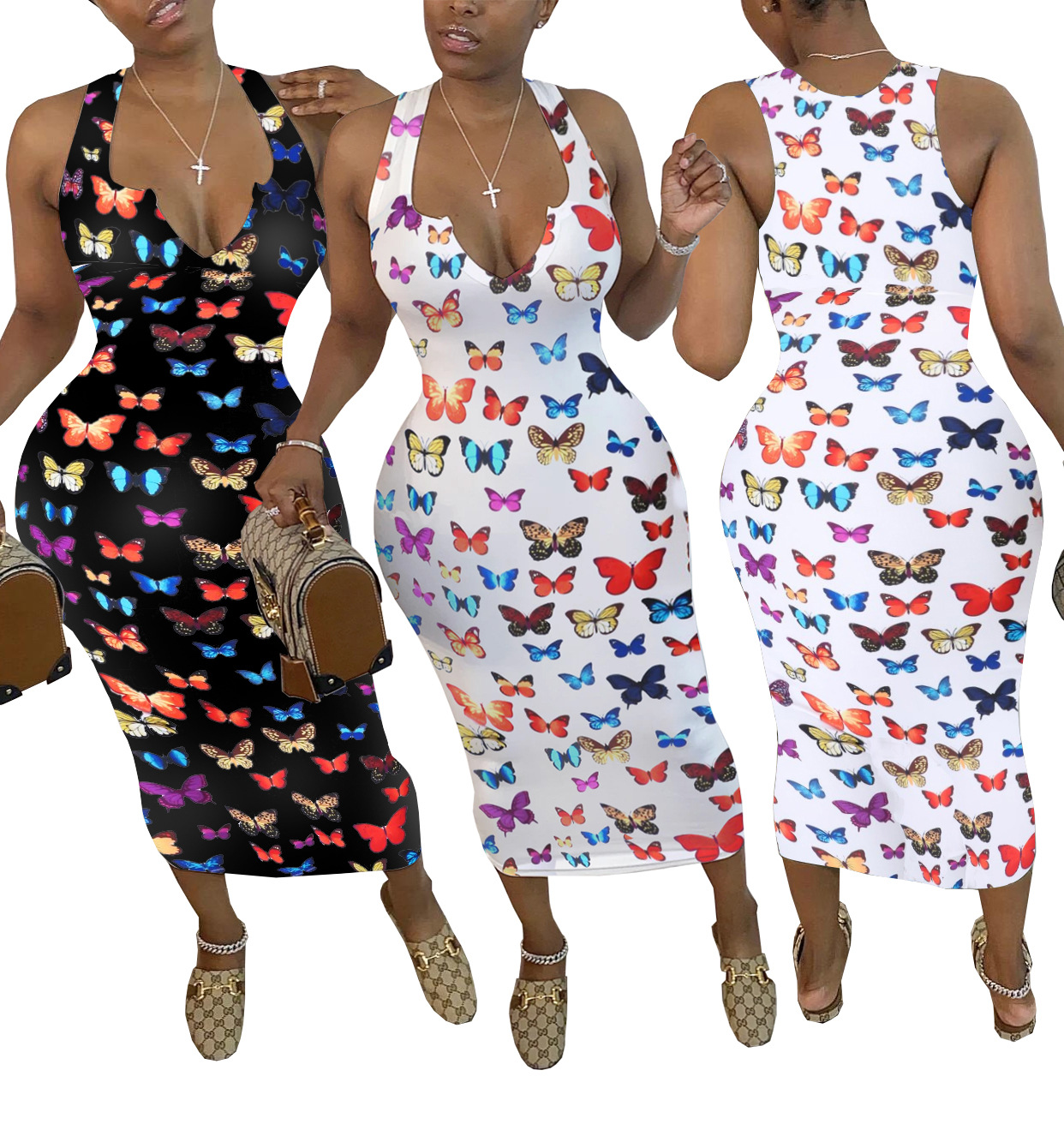 Butterfly print home midi skirt