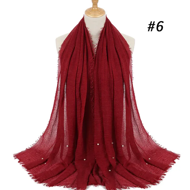 Cotton and linen crumpled monochrome scarf 6 Style - Shop at LoveMi