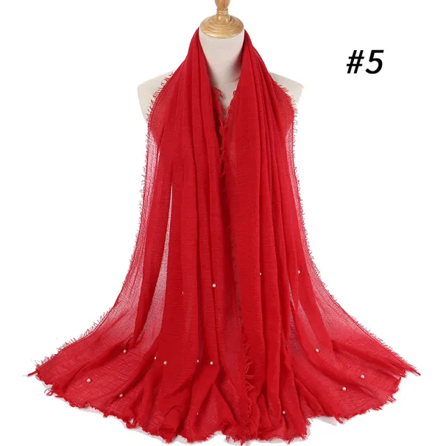 Cotton and linen crumpled monochrome scarf 5 Style - Shop at LoveMi