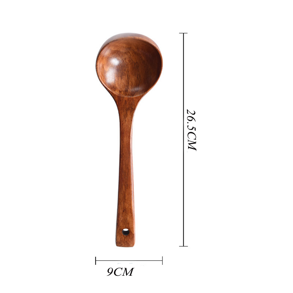 Large Long Handle Natural Wooden Cooking Ladle - Picture 4 of 6