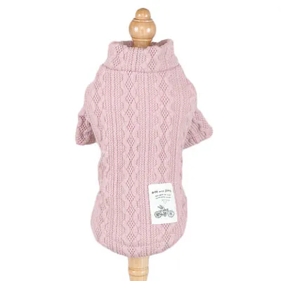 Pure color knitted autumn and winter dog sweater Pink - Shop at LoveMi