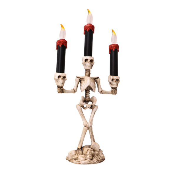 Bougeoir crâne LED Halloween — 3 coloris de lumière, socle en résine, déco de table d'Halloween sans flamme, pour intérieur et terrasse 2