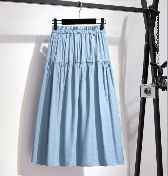 Skinny elastic waist skirt Blue - Shop at LoveMi