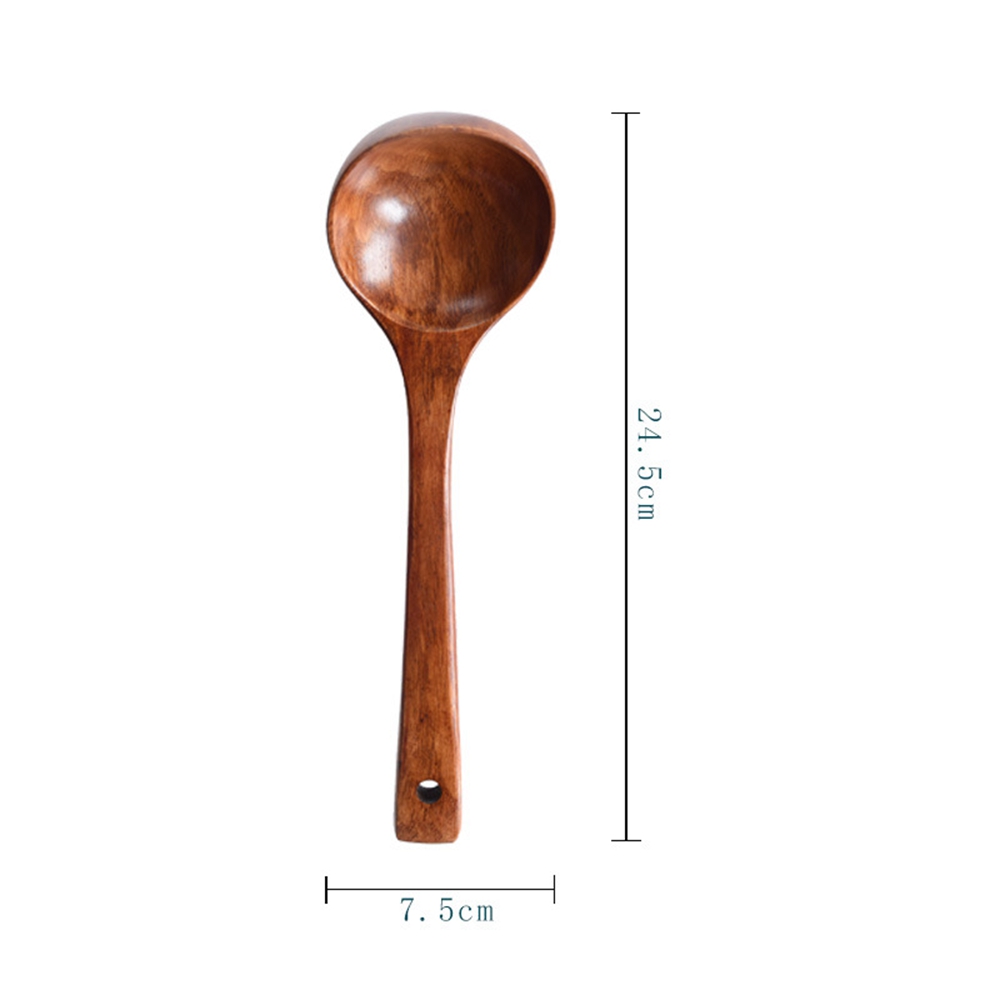 Large Long Handle Natural Wooden Cooking Ladle - Picture 6 of 6
