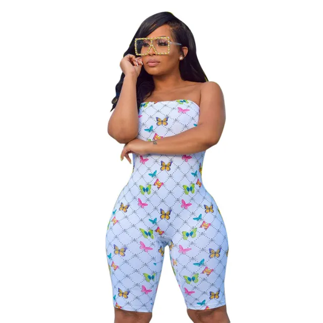 Printed tube top casual jumpsuit White - Shop at LoveMi