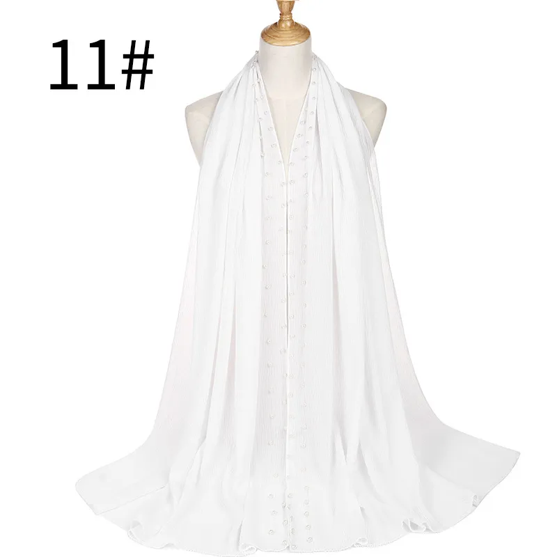 Monochrome pleated pearl chiffon turban - White