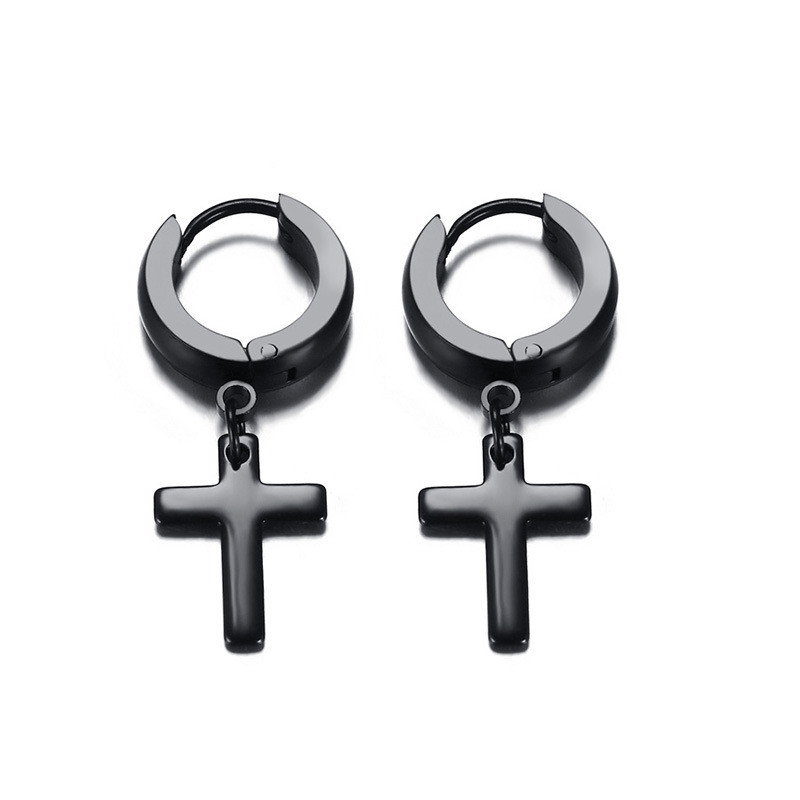 Stainless steel cross earrings