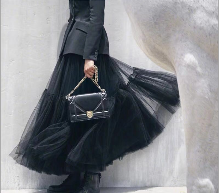 Long high-waist ladies cake skirt stitching gauze skirt