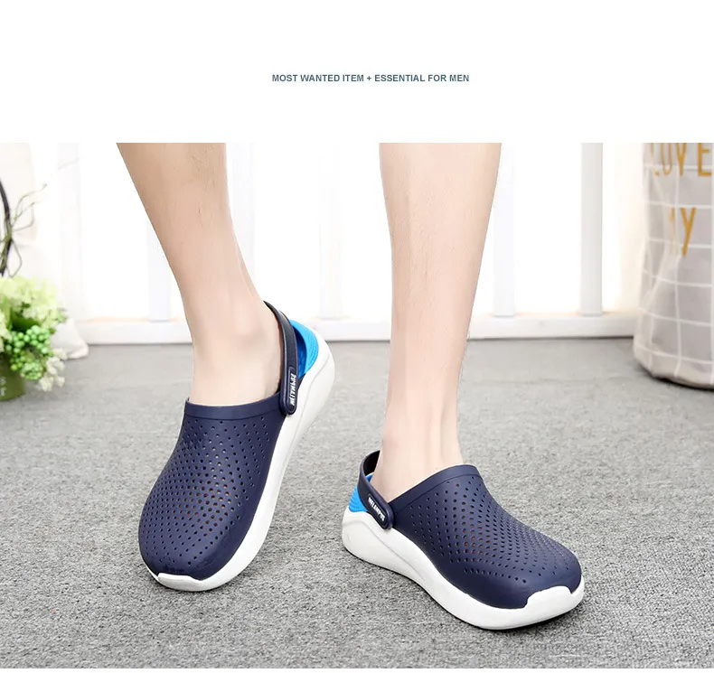 Men's non-slip toe cap flat heel beach shoes - Blue
