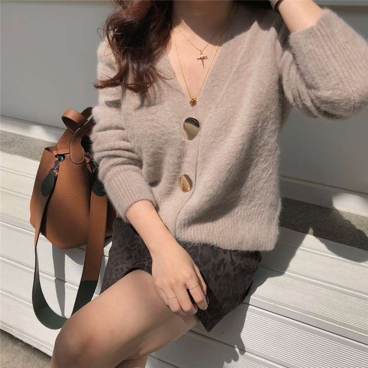 Lazy knitted cardigan top women
