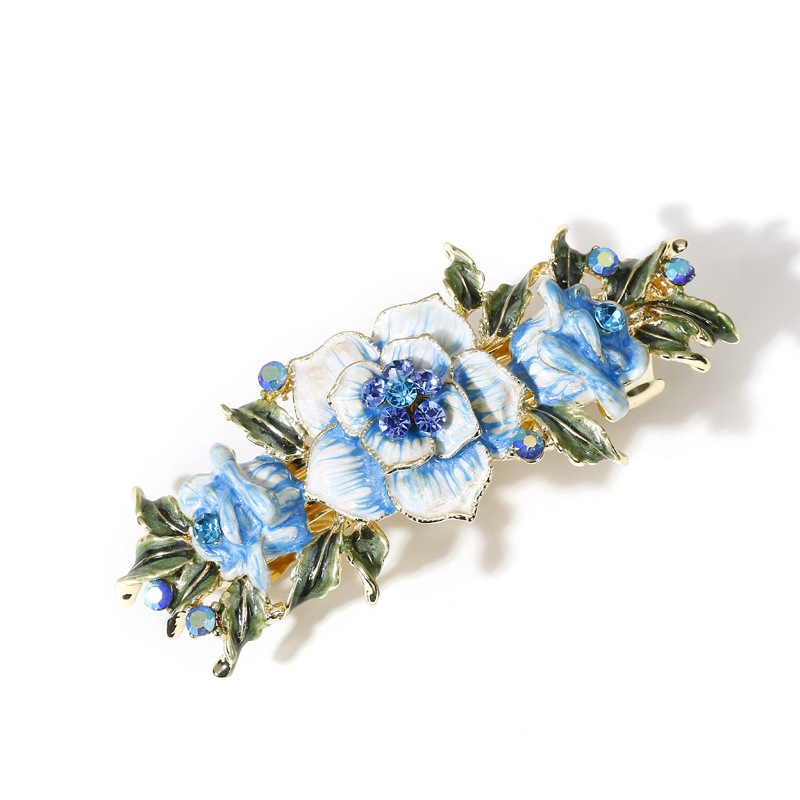 Retro style crystal rhinestone hair clip Blue - Shop at LoveMi