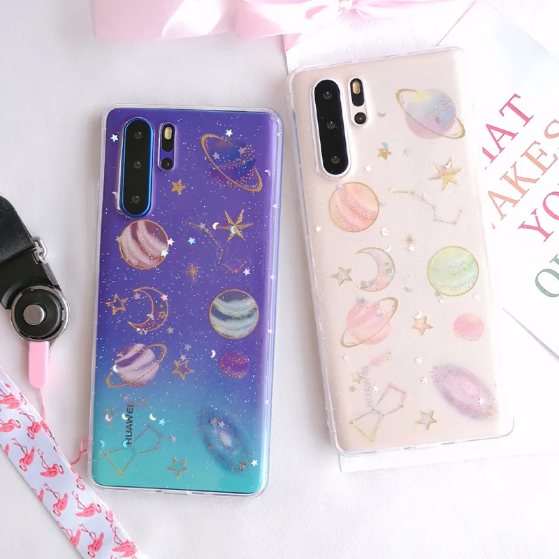 Transparent Sequin Planet Phone Case