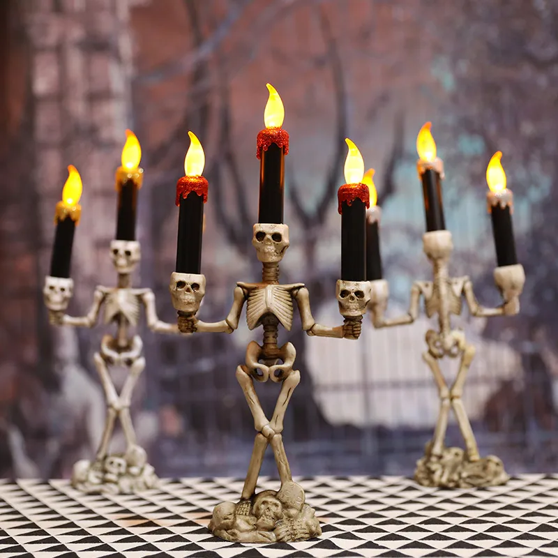 Halloween Three candles skeletons decoration – image 5