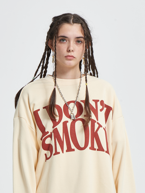 Street loose cotton terry long sleeve sweater