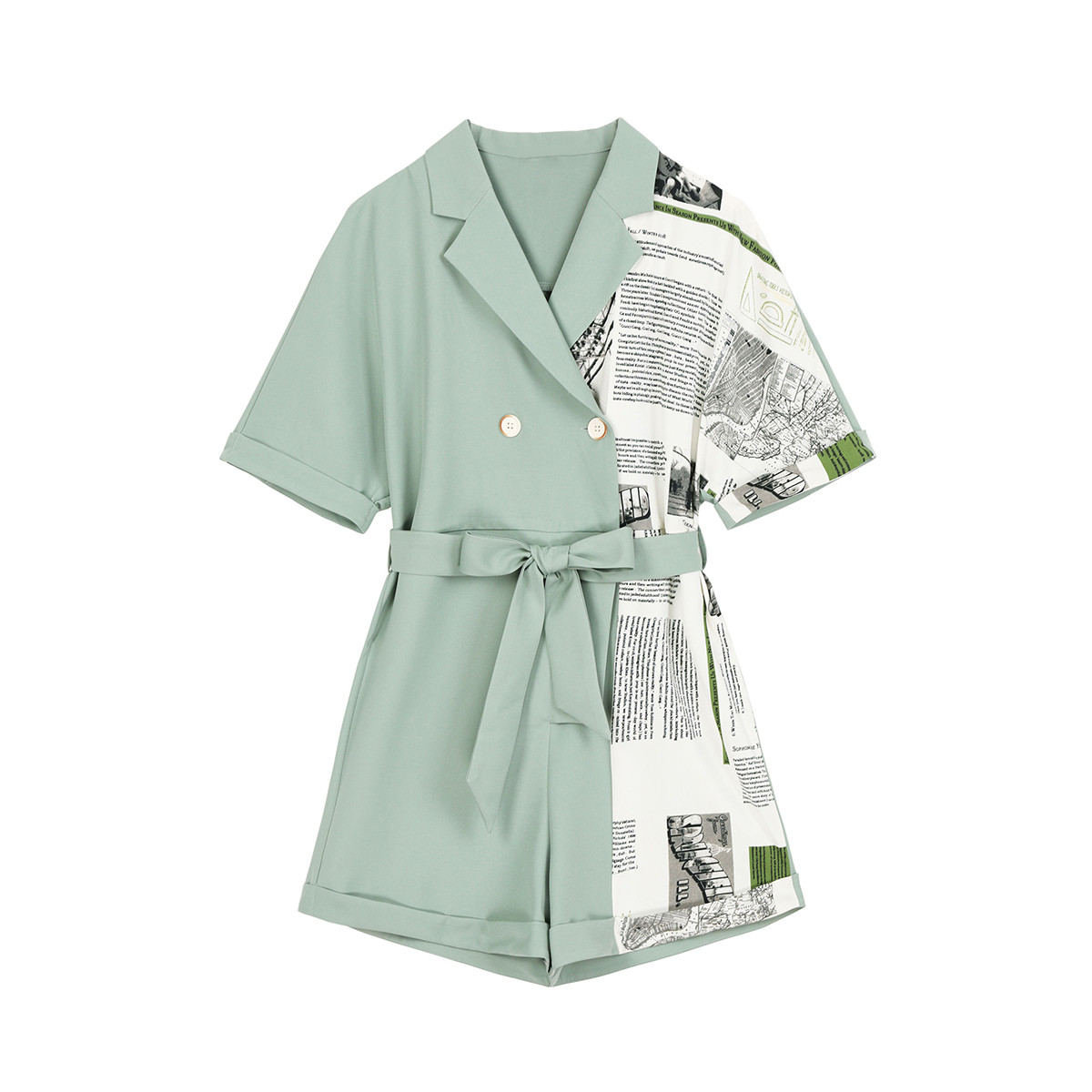 Printed jumpsuit wide-leg pants