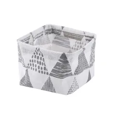 Household fabric storage basket - Grey White Triangle - View 1