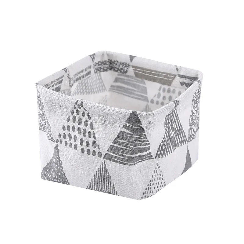 Household fabric storage basket - Grey White Triangle