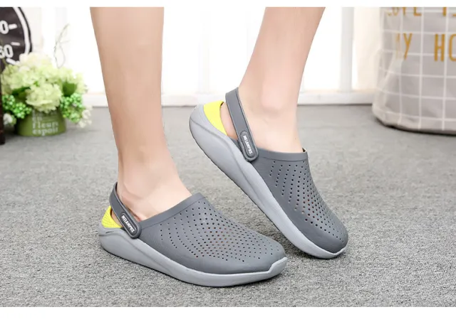 Men's non slip toe cap flat heel beach shoes Grey - Shop at LoveMi