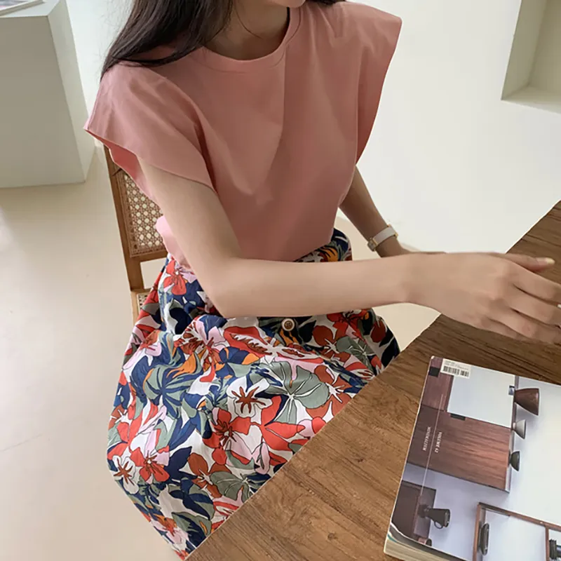 High waist slim floral skirt - T Shirt