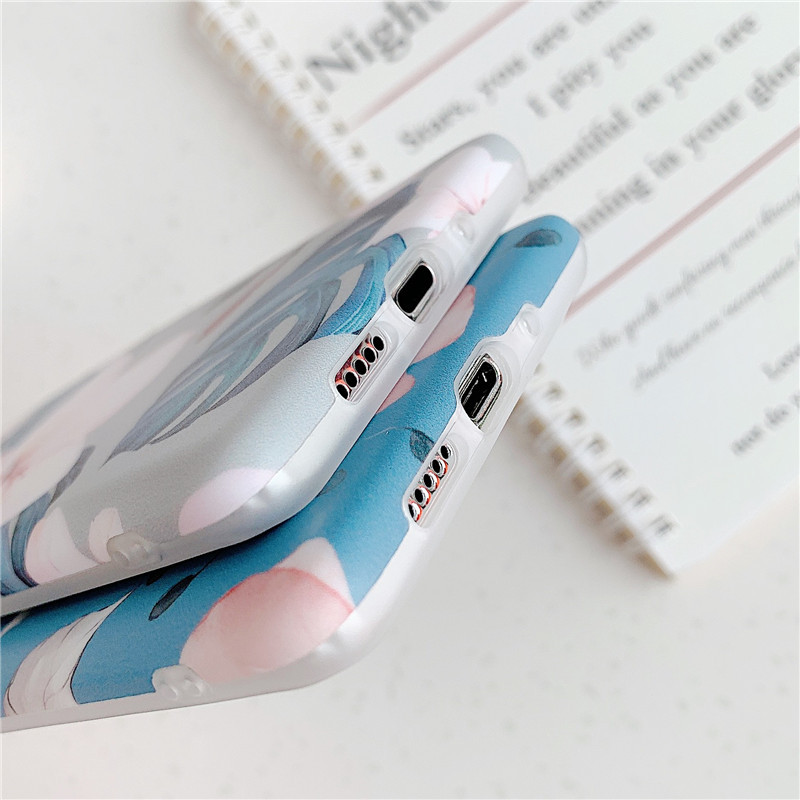 Flower frosted leaf phone case