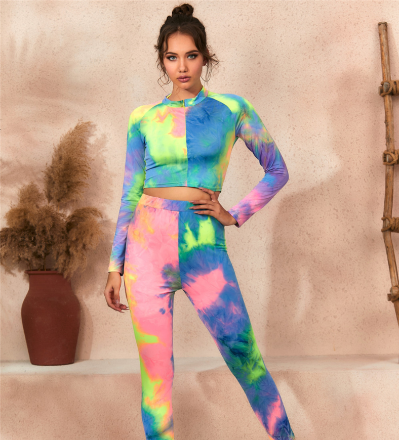 Tie-dye suit with two-piece long sleeves