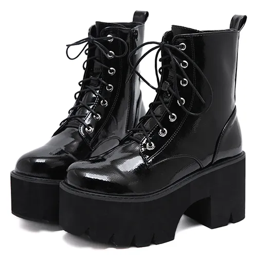 Lace up high heel boots Black - Shop at LoveMi